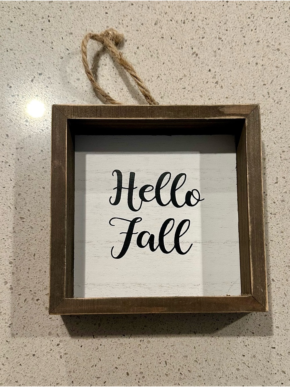 Hobby Lobby Brown Frame 'Hello Fall' Wall Sign with White Face
